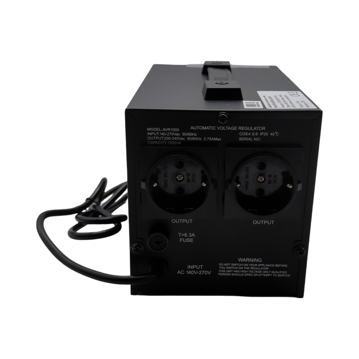 PNI AVR M1000VA Spannungsregler mit Relais 1000VA 600W 2.7A