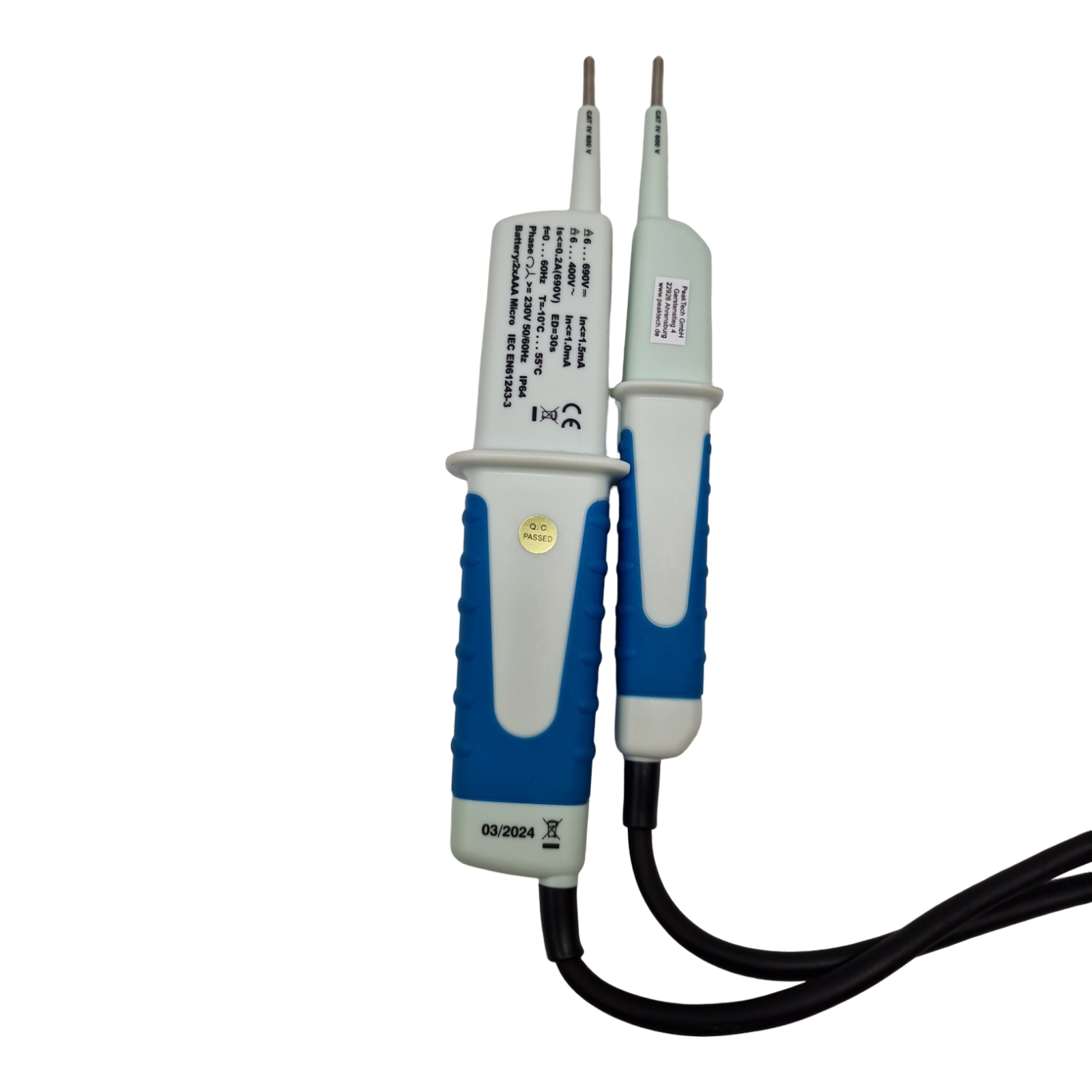 PeakTech P 1090 Spannungsprüfer 2-polig LCD Display IP64