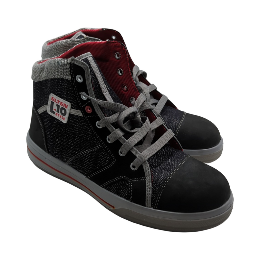 ELTEN SENSATION Mid Sicherheitsschuhe Herren Stahlkappe Gr. 44 Schwarz Grau