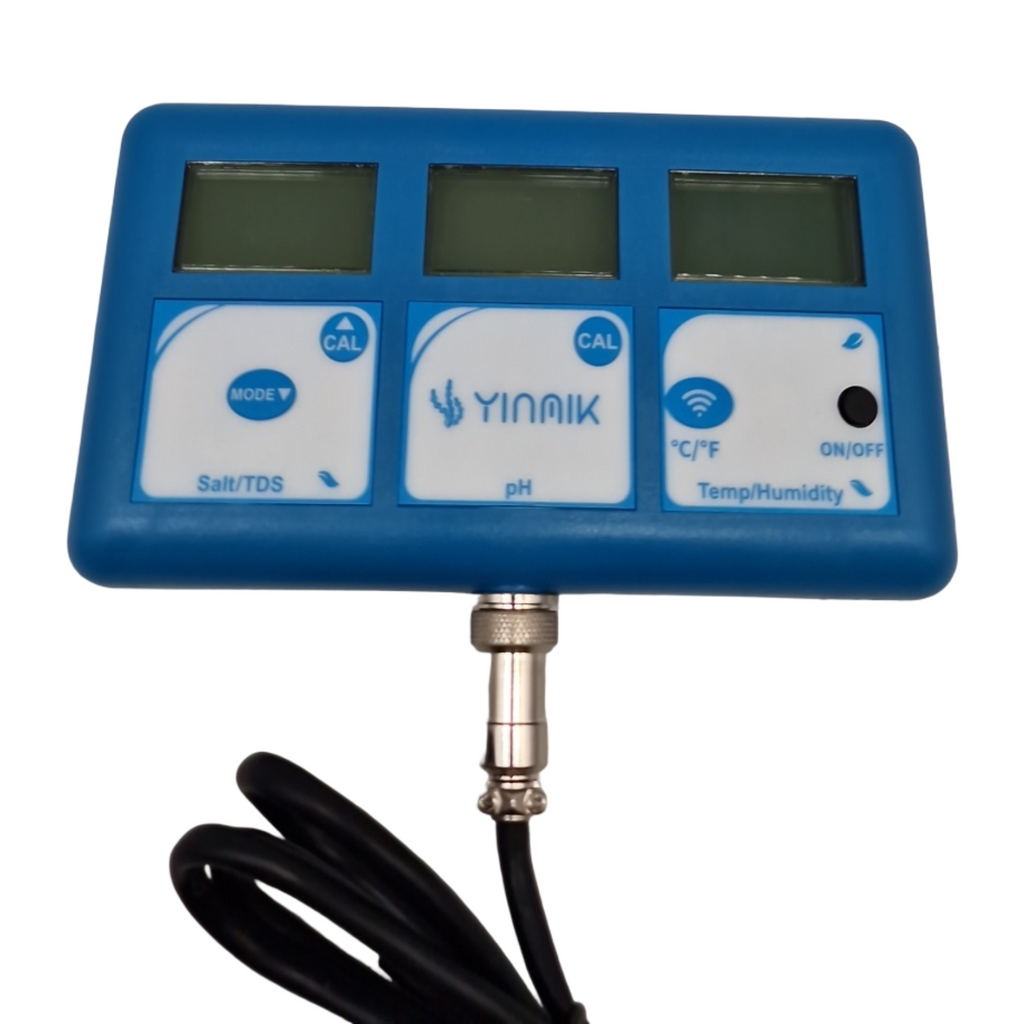 YINMIK pH Messgerät All-in-One Monitor für Aquarium Salzgehalt TDS Temperatur Luftfeuchtigkeit mit WiFi Fernbedienung