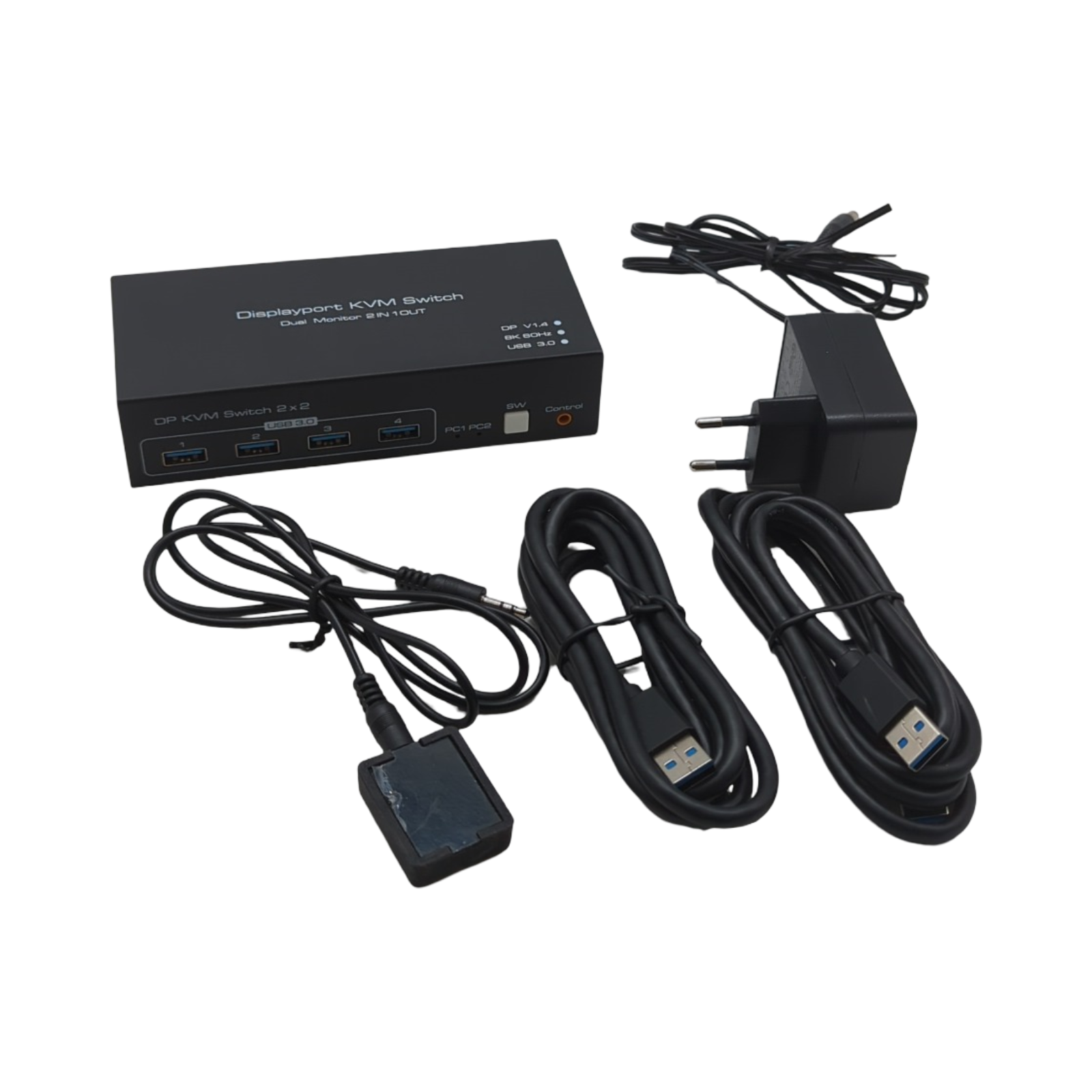 YOUTINGHDAV USB 3.0 DP KVM Switch Dual Monitor 2 PCs 2 Monitore 4K 144Hz DisplayPort 1.4