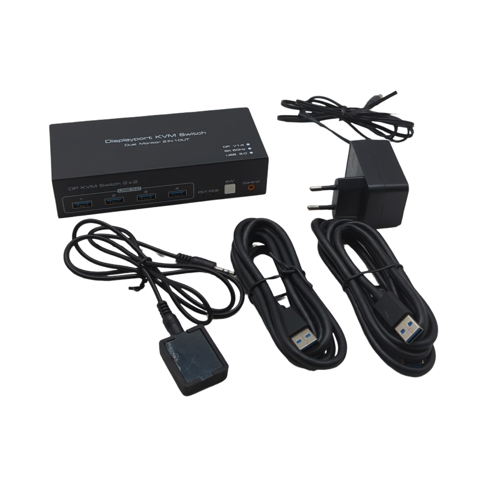 YOUTINGHDAV USB 3.0 DP KVM Switch Dual Monitor 2 PCs 2 Monitore 4K 144Hz DisplayPort 1.4