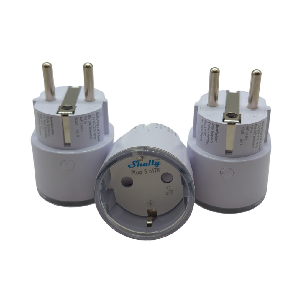 SHELLY Plug S Gen3 WLAN-Steckdose Set weiß Matter 3 Stück