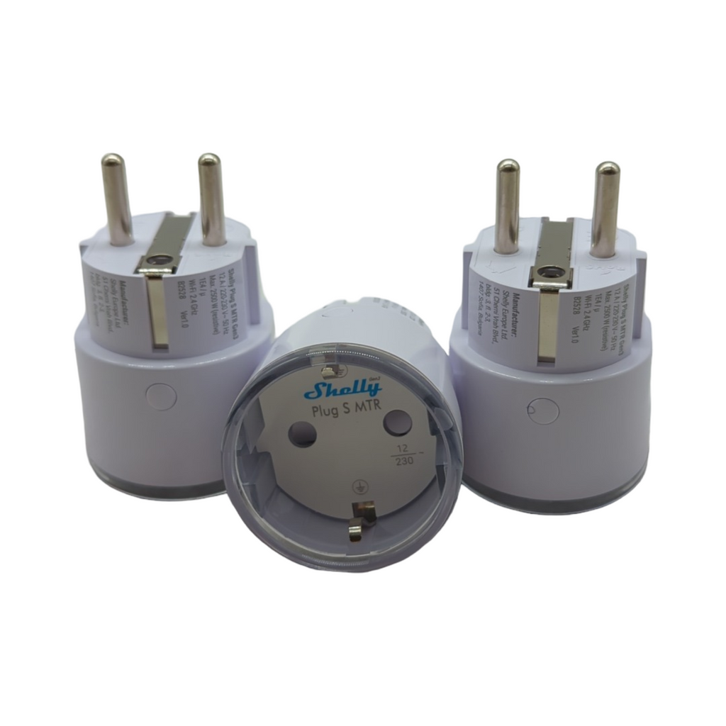 SHELLY Plug S Gen3 WLAN-Steckdose Set weiß Matter 3 Stück