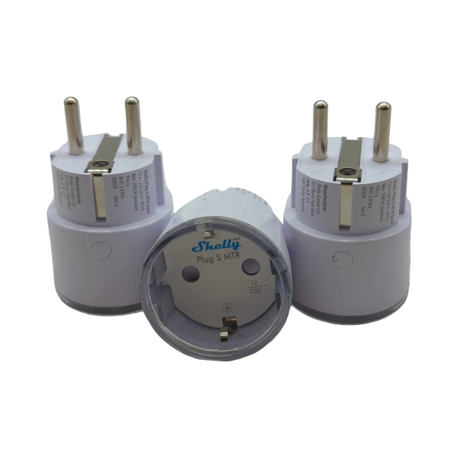 SHELLY Plug S Gen3 WLAN-Steckdose Set weiß Matter 3 Stück