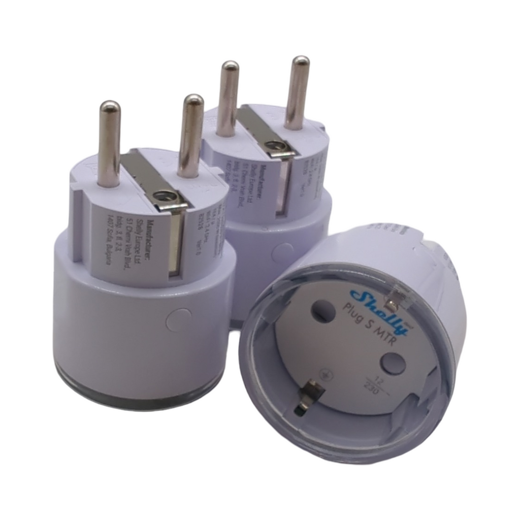 SHELLY Plug S Gen3 WLAN-Steckdose Set weiß Matter 3 Stück