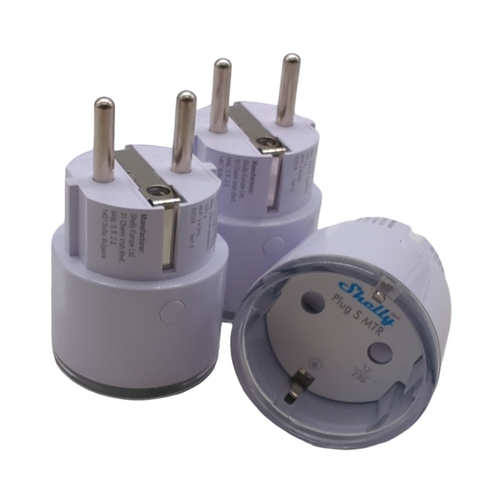 SHELLY Plug S Gen3 WLAN-Steckdose Set weiß Matter 3 Stück