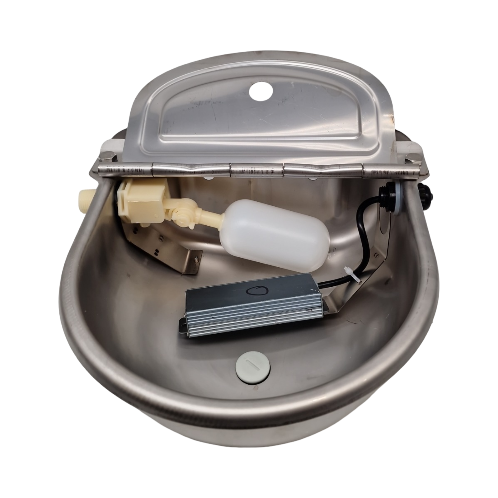 MUALROUS Automatischer Hunde-Wassernapf Edelstahl beheizt Schwimmerventil 2,5L 220V Außenbereich