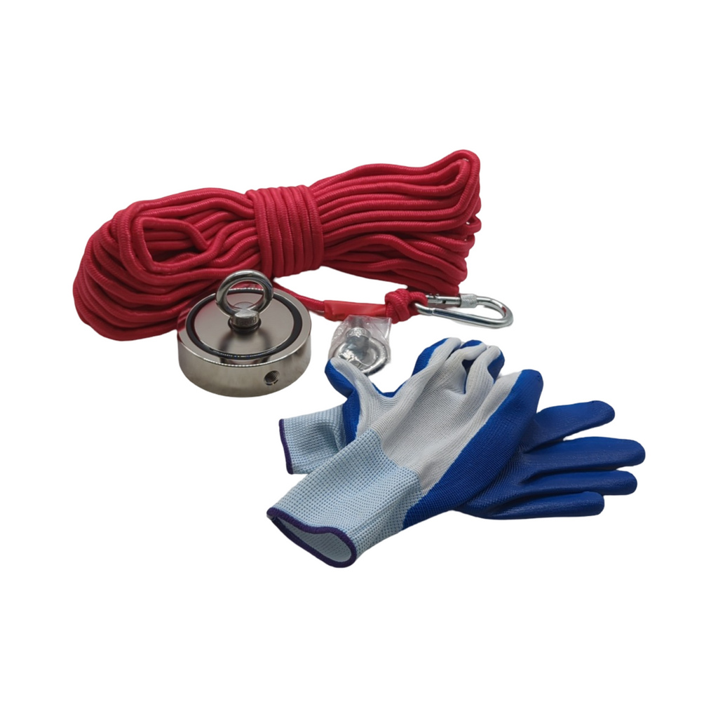 MEIXI Neodym Doppelseitiger Ösenmagnet 816KG Haftkraft mit 20m Seil und Handschuhen super stark Magnetfischen