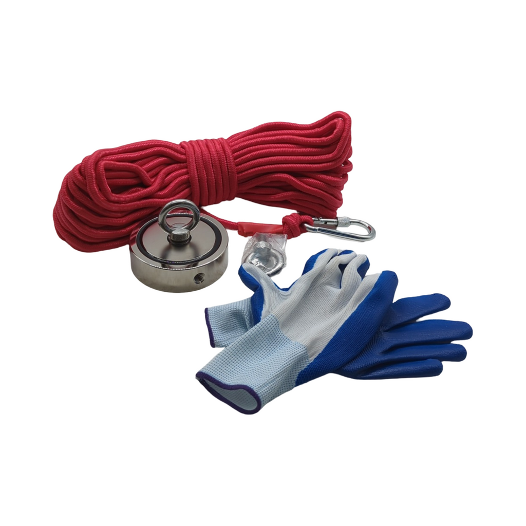 MEIXI Neodym Doppelseitiger Ösenmagnet 816KG Haftkraft mit 20m Seil und Handschuhen super stark Magnetfischen