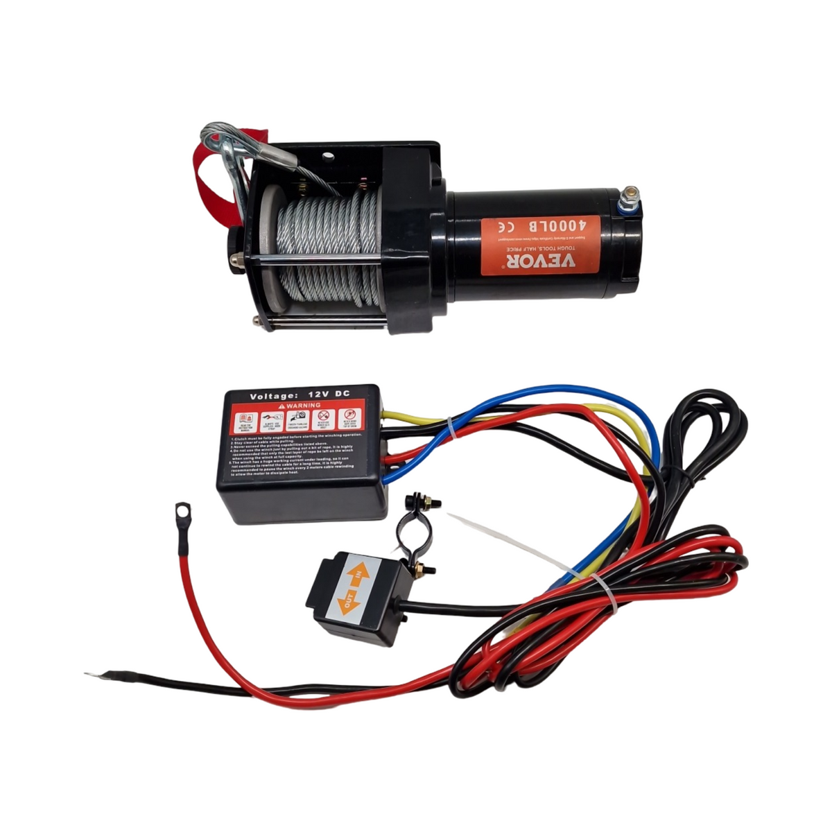 VEVOR 12V Seilwinde Offroad 4000 lbs 1814 kg Elektrowinde mit 7-Strang-Stahlkabel IP55 kabellos kabelgebunden