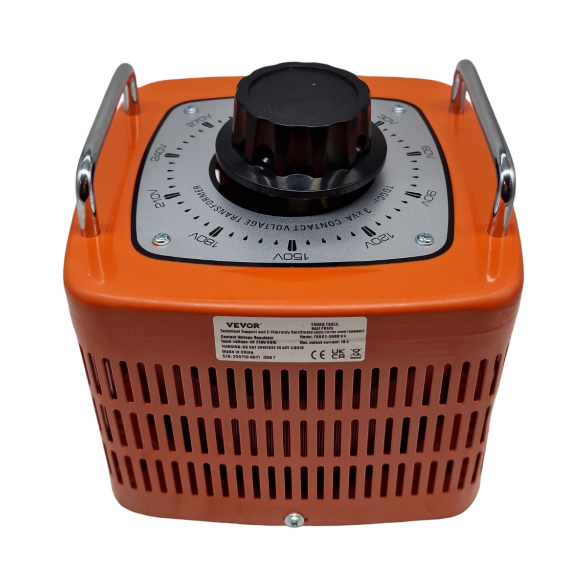 VEVOR Automatischer variabler Spannungstransformator 3000 VA 10A AC-Spannungsregler 230V Eingang 0–300V Ausgang 4 Sicherungen S...
