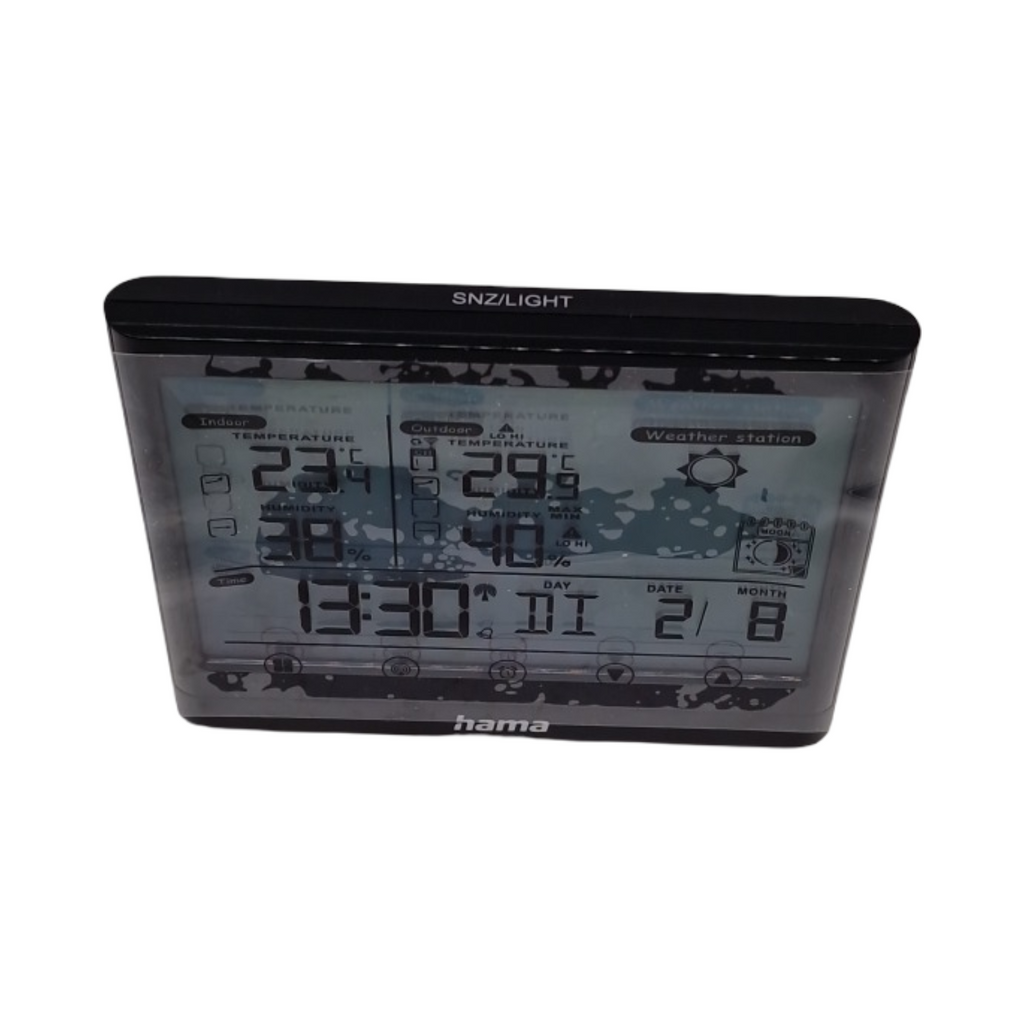 Hama Full Touch Wetterstation Funk mit Außensensor Schwarz LED Display Thermometer Hygrometer Barometer