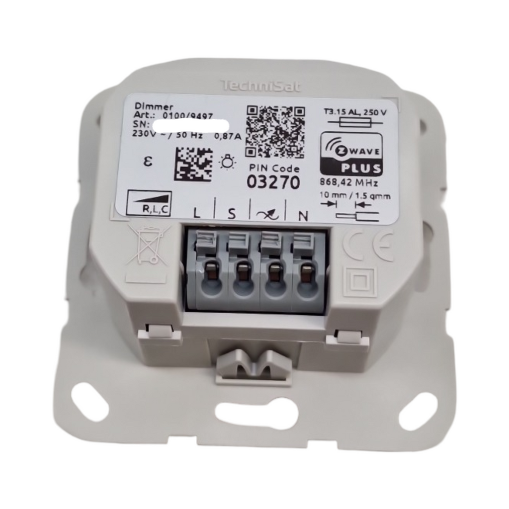 TechniSat Dimmer-Einsatz Unterputzdose Z-Wave Plus Flächenwippe kompatibel mit Gira Markenschaltern
