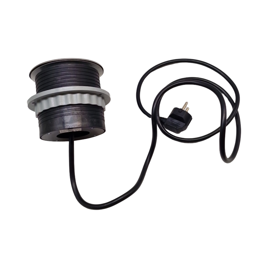 Ekotech ET115 Steckdosentower versenkbar mit QI Ladefunktion USB-C & A 3 Schukosteckdosen Alu Edelstahl-Effekt