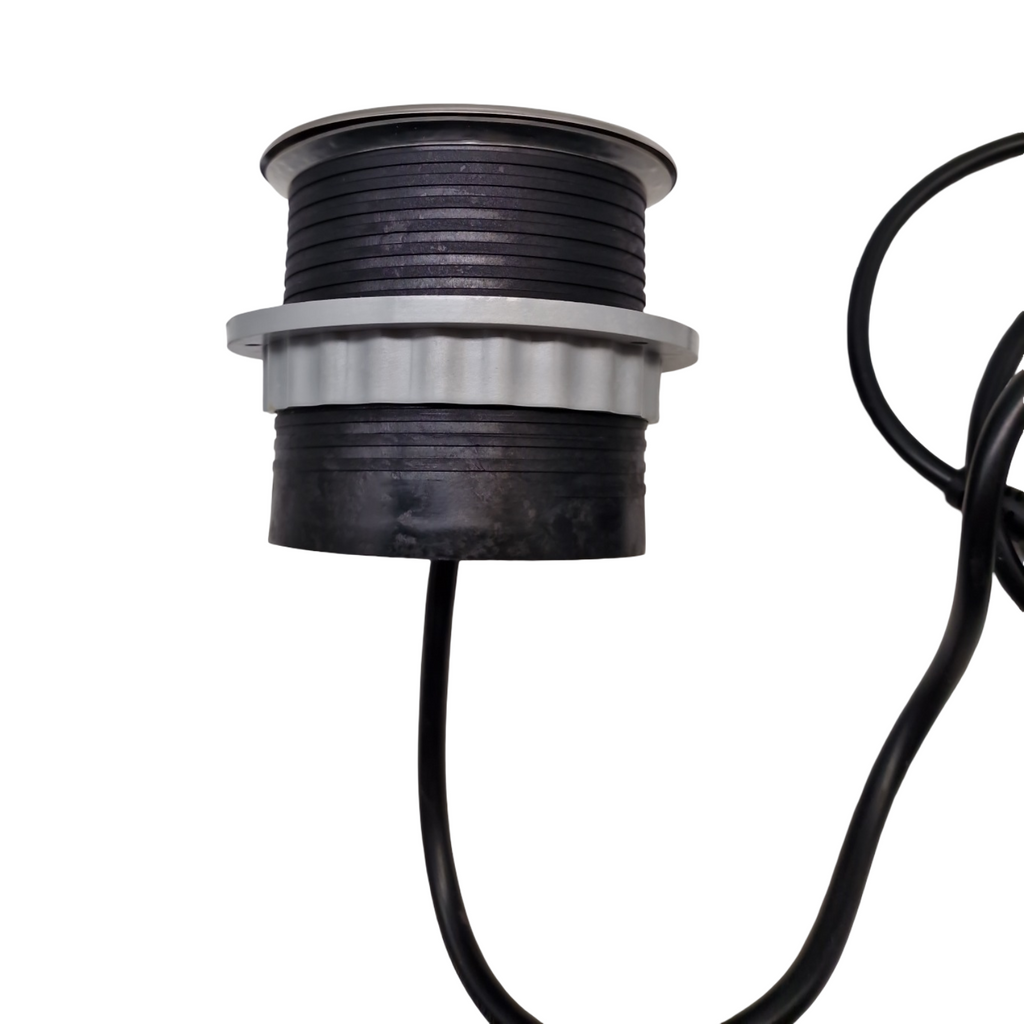Ekotech ET115 Steckdosentower versenkbar mit QI Ladefunktion USB-C & A 3 Schukosteckdosen Alu Edelstahl-Effekt