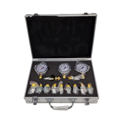 VEVOR Hydraulikdruck-Testset 250/400/600 bar 3 Messgeräte 11 Prüfkupplungen 3 Prüfschläuche für Bagger