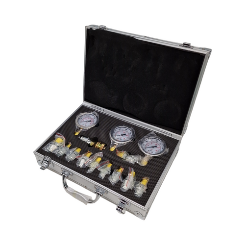 VEVOR Hydraulikdruck-Testset 250/400/600 bar 3 Messgeräte 11 Prüfkupplungen 3 Prüfschläuche für Bagger