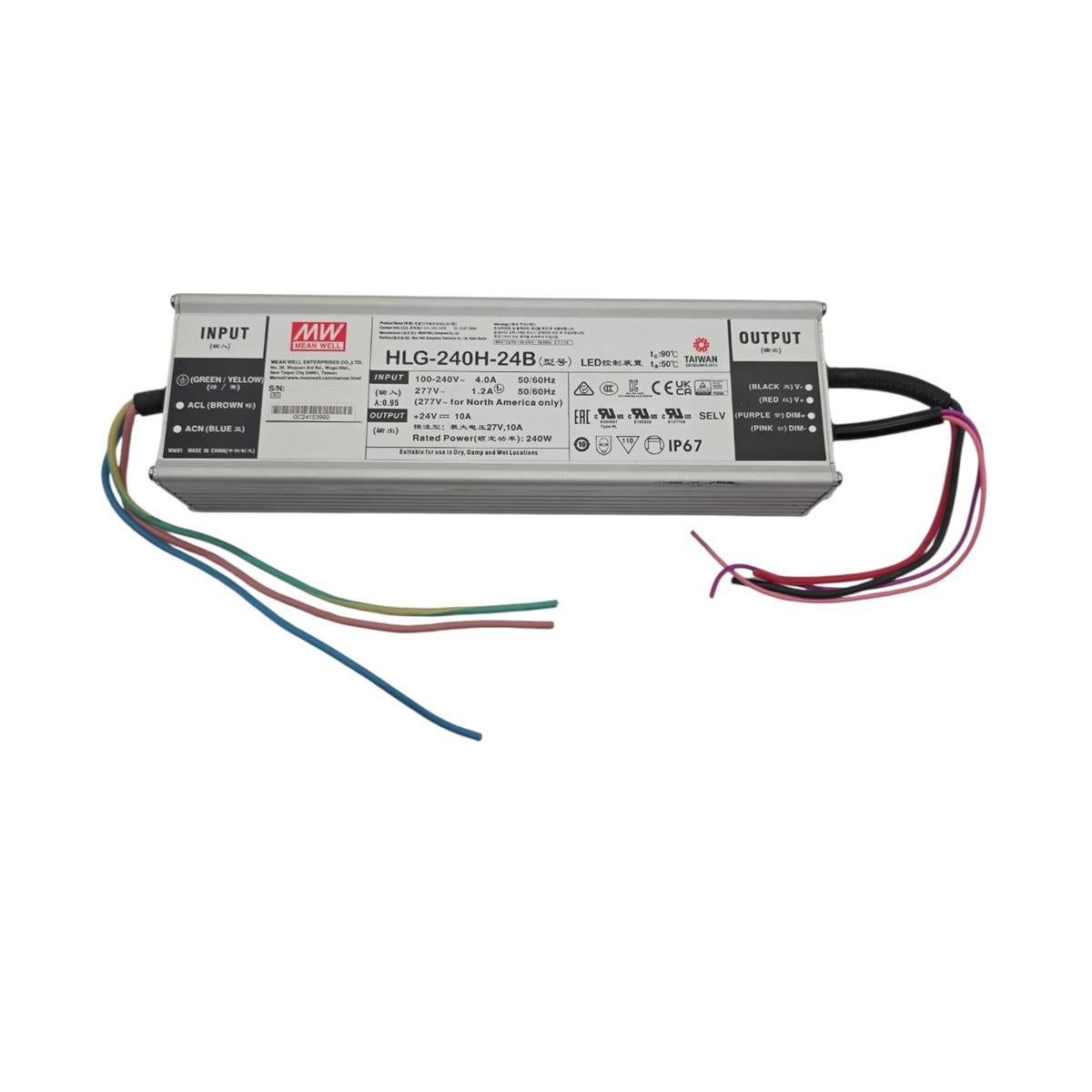 Meanwell LED Netzteil HLG 240H 24B 240W 24V 10A IP67 dimmbar