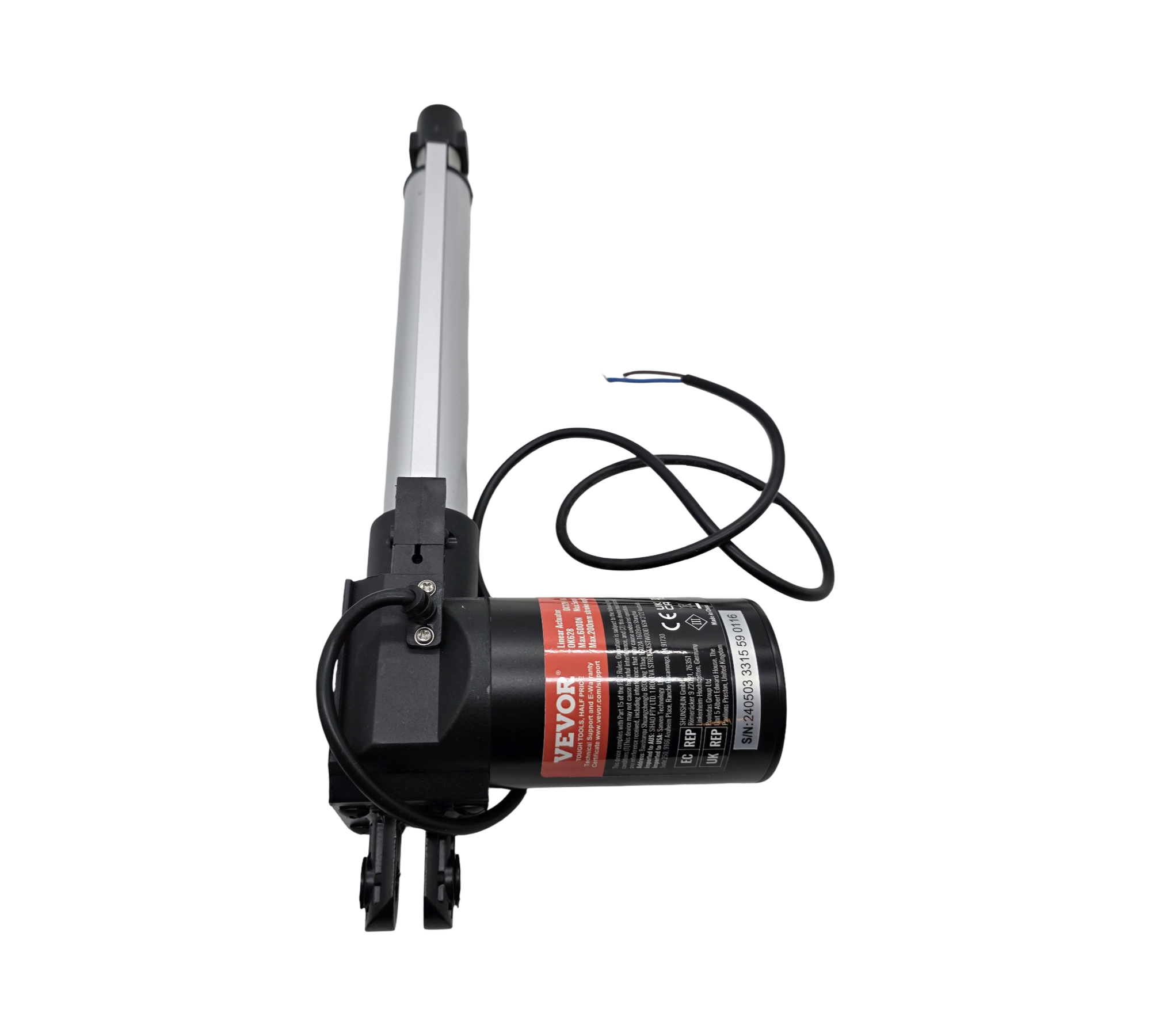 VEVOR 6000N Linearantrieb DC 12V IP44 Elektrischer Linearmotor 200mm Hub, 50dB
