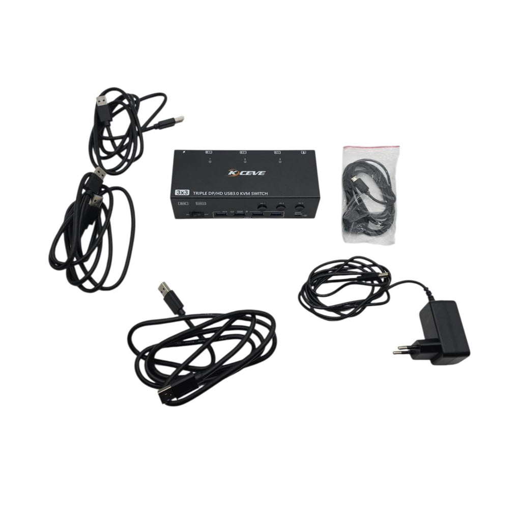 KVM Switch KVM-Switch Triple Monitor HDMI DisplayPort 4 USB3.0 3 PCs 8K 60Hz 4K 144Hz