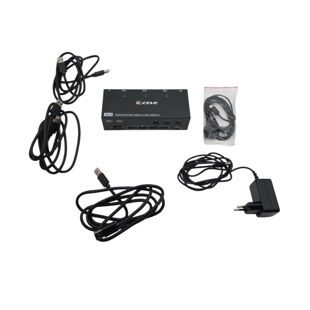 KVM Switch KVM-Switch Triple Monitor HDMI DisplayPort 4 USB3.0 3 PCs 8K 60Hz 4K 144Hz
