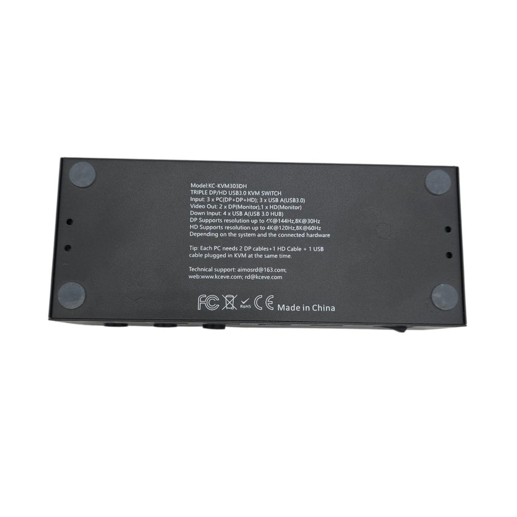 KVM Switch KVM-Switch Triple Monitor HDMI DisplayPort 4 USB3.0 3 PCs 8K 60Hz 4K 144Hz