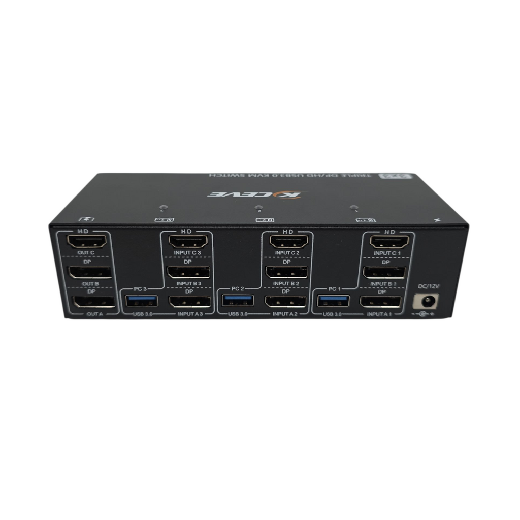 KVM Switch KVM-Switch Triple Monitor HDMI DisplayPort 4 USB3.0 3 PCs 8K 60Hz 4K 144Hz