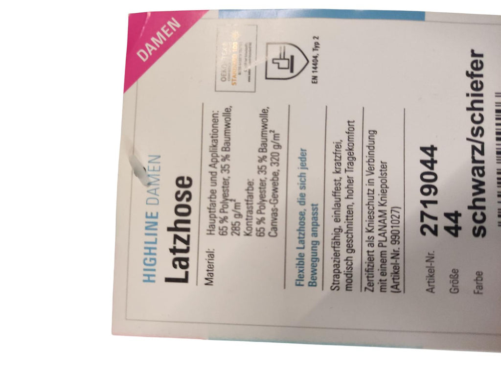 Planam Highline Latzhose Damen Größe 44 schwarz