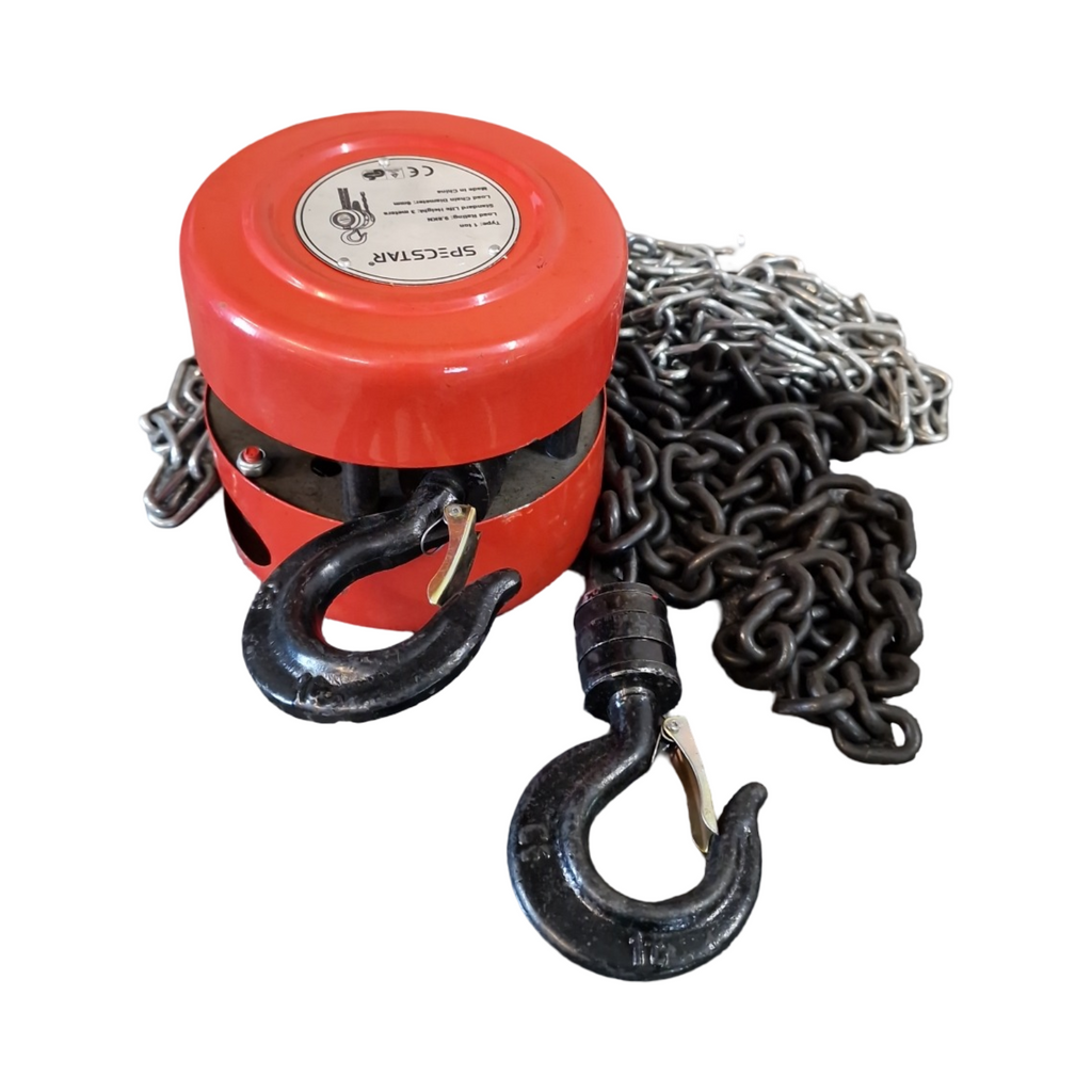 SPECSTAR Handkettenzug 1250kg Flaschenzug 3m Hubhöhe 20Mn2 Stahlkette doppelte Ladeketten 360° drehbar