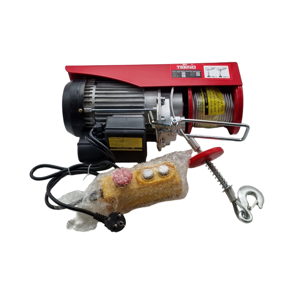 TEENO Elektrische Seilwinde 400kg 800kg 20m Seilzug Kupfermotor 1450W Hubgeschwindigkeit Hebezug