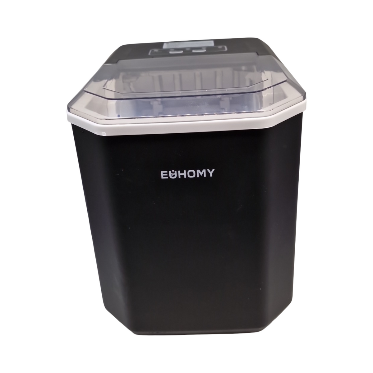 EUHOMY Eiswürfelmaschine für zu Hause: 9 Würfel in 6 Minuten, selbstreinigende Eismaschine, 12 kg/24 Stunden, 2 Eiswürfelgrößen, mit Griff/Schaufel/Korb, schwarz