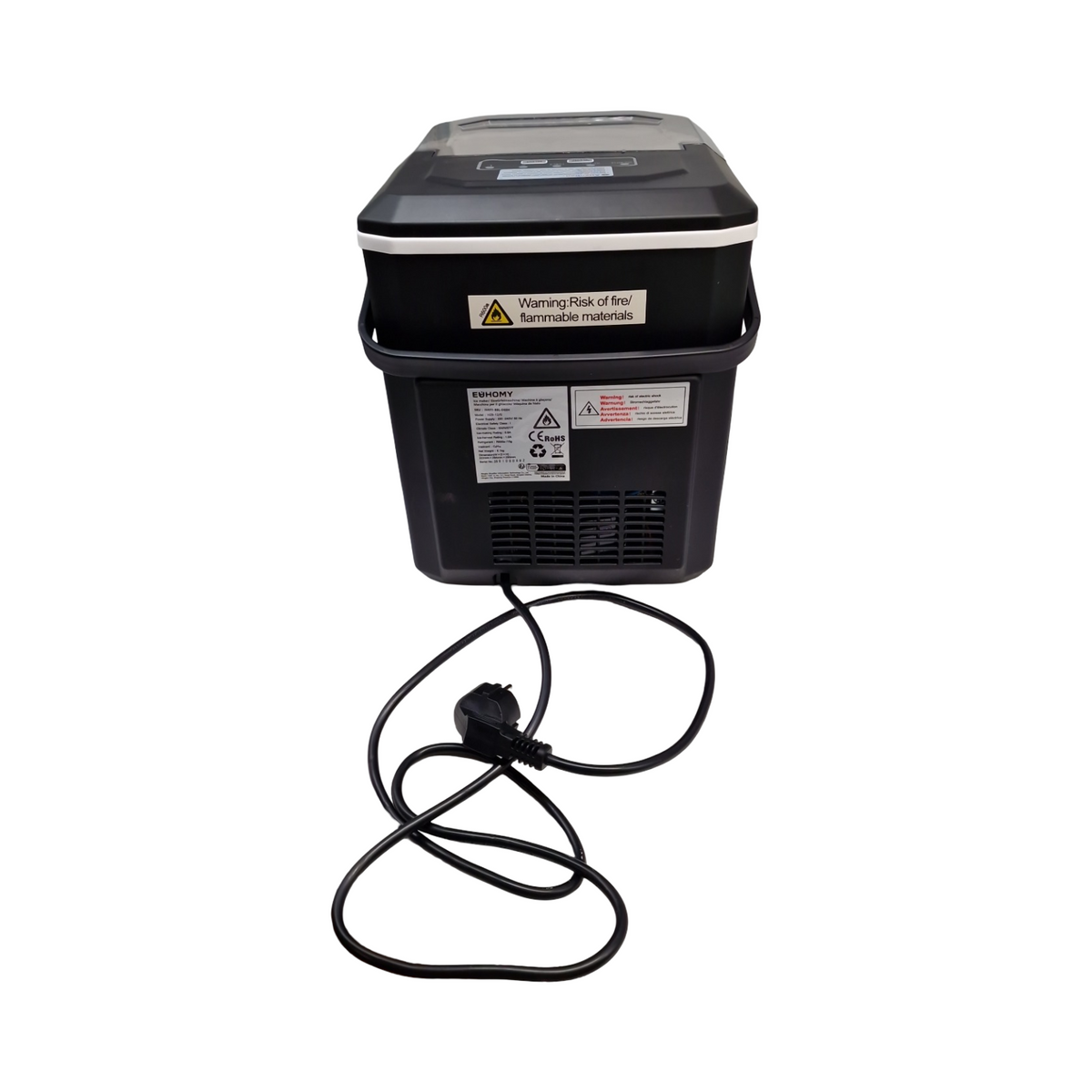 EUHOMY Eiswürfelmaschine für zu Hause: 9 Würfel in 6 Minuten, selbstreinigende Eismaschine, 12 kg/24 Stunden, 2 Eiswürfelgrößen, mit Griff/Schaufel/Korb, schwarz