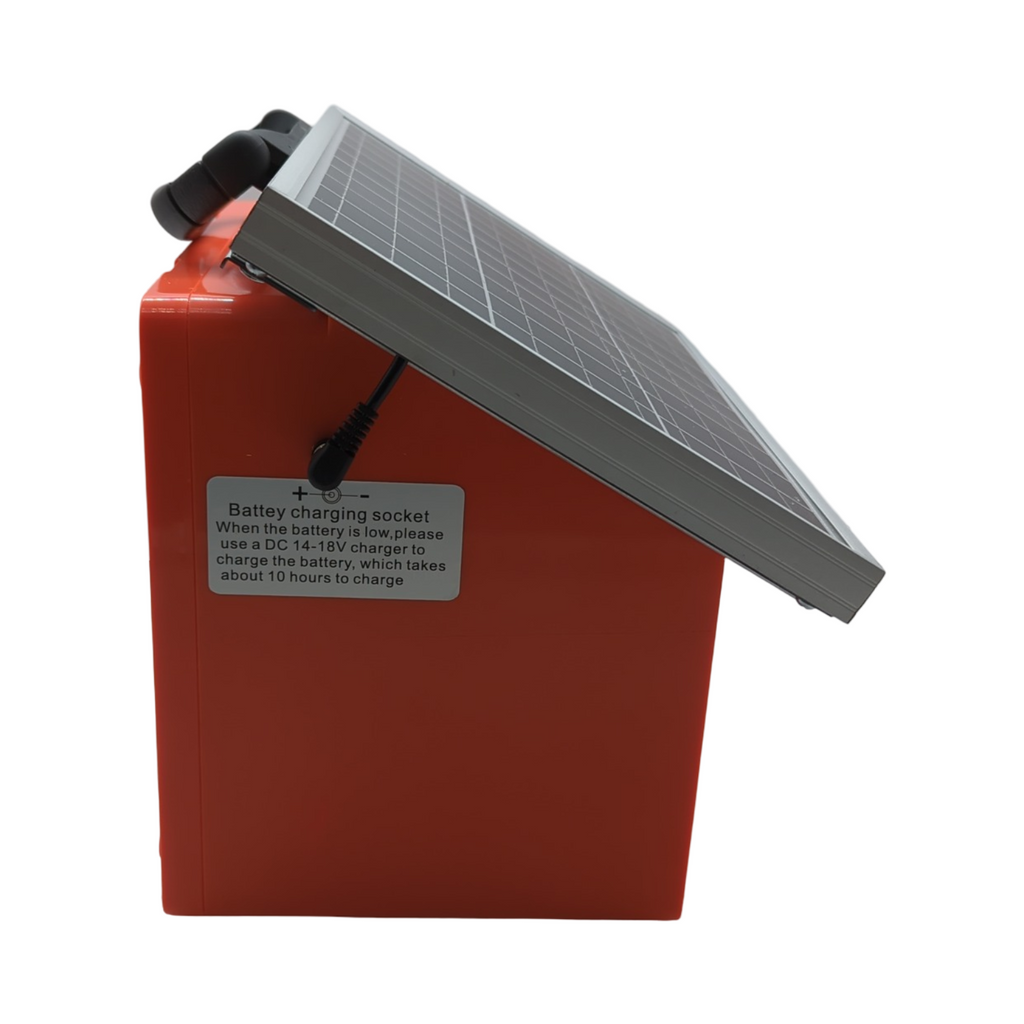 Weidezaungerät Solar 9V 12V Elektrozaungerät 0,5J 9,5KV 5W-Solarpanel 12V 7Ah Blei-Akku Erdungsset für Geflügel Vieh 2-32 km