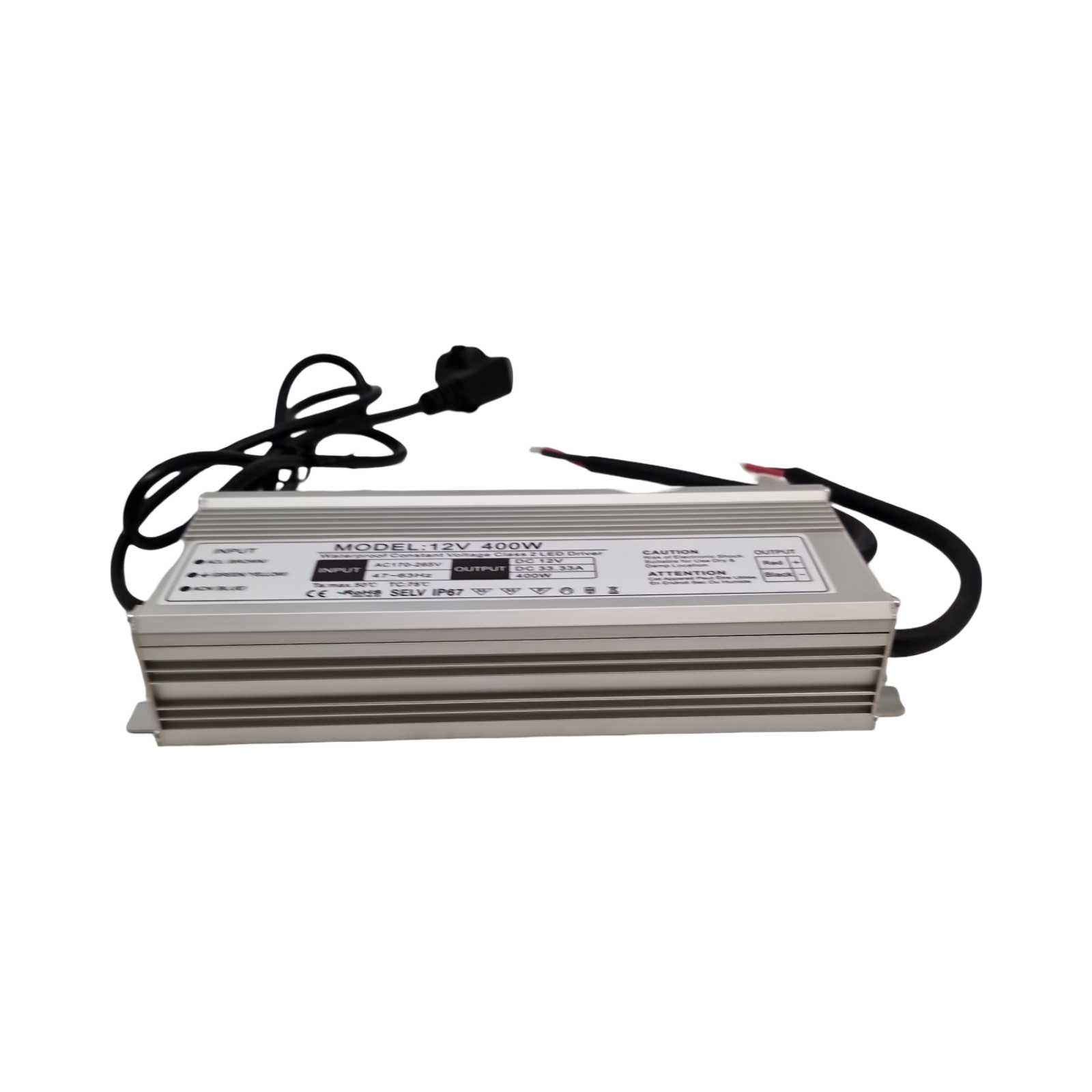 LED Transformator 12V 400W Netzteil wasserdicht IP67 mit Stecker für Außenbereich