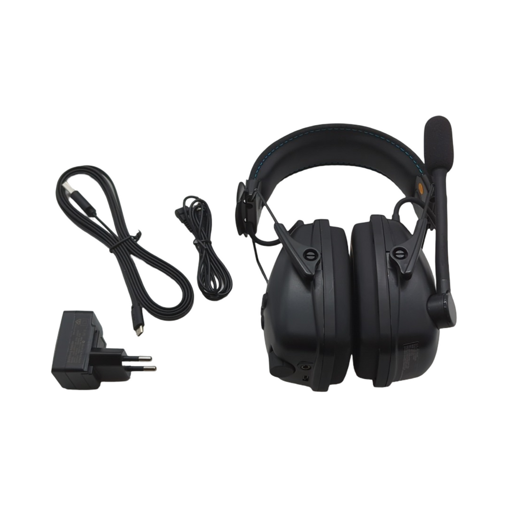 Howard Leight Sync Wireless Kapselgehörschutz kabellos Bluetooth Mikrofon Windschutz USB-Kabel schwarz