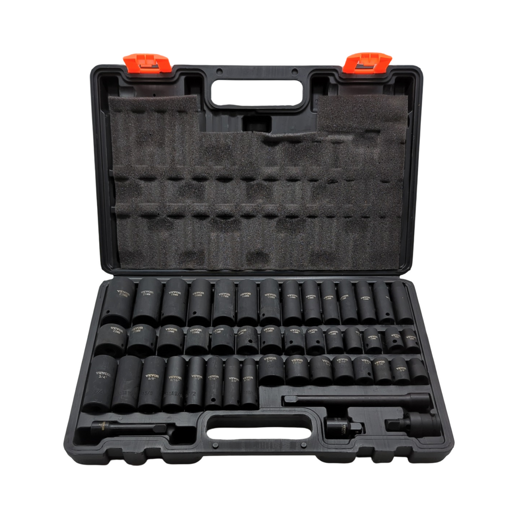 VEVOR Steckschlüsselsatz 3/8 Zoll 44-teilig 6-kant CR-V Stahl HRC 42-48 Größe markiert