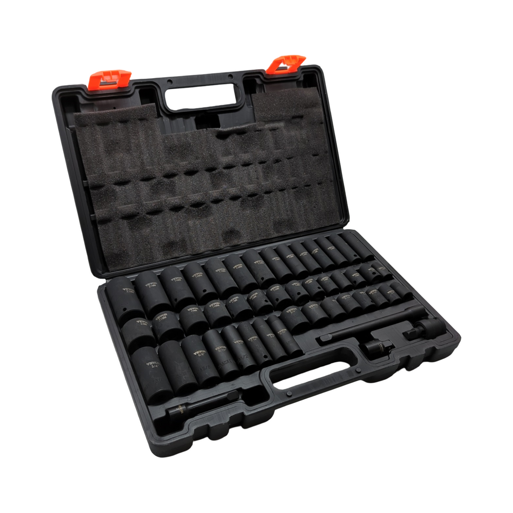 VEVOR Steckschlüsselsatz 3/8 Zoll 44-teilig 6-kant CR-V Stahl HRC 42-48 Größe markiert