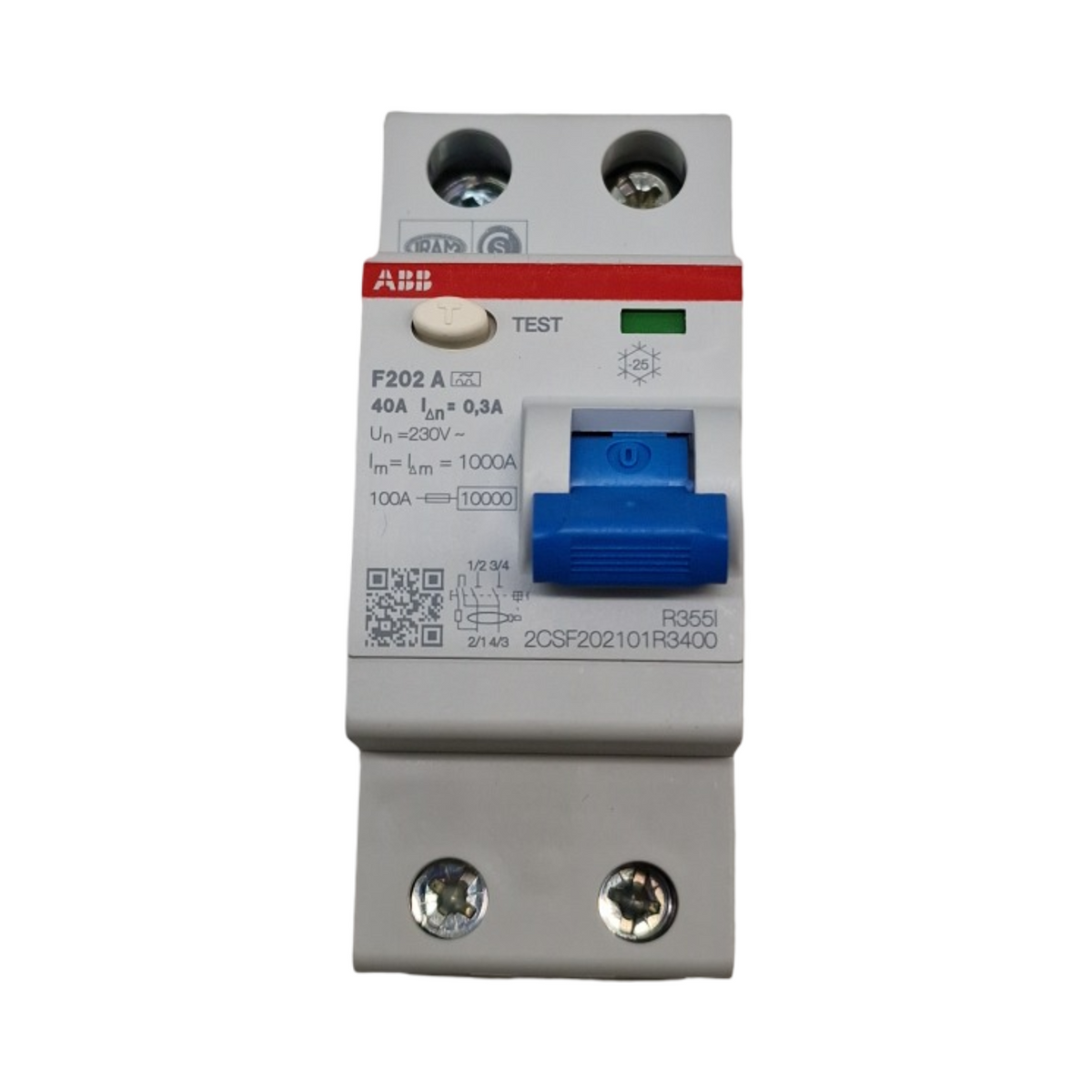ABB F202 A-40/0.3 Fehlerstrom-Schutzschalter 2P Typ A 300 mA 40A 2CSF202101R3400 300 mA 40