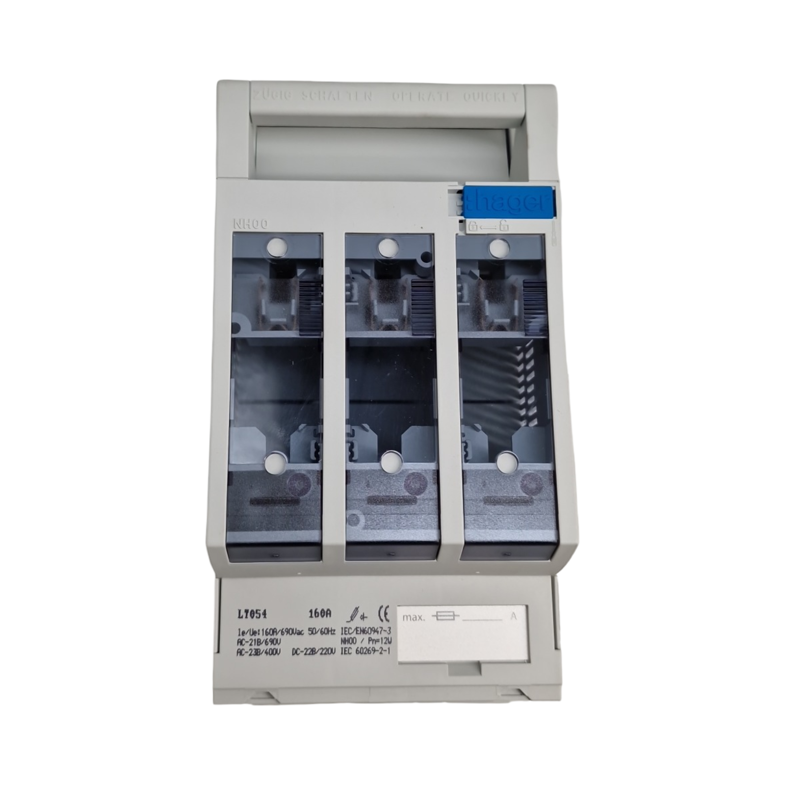 Hager Sicherungslasttrenner NH00 3x160A LT054 Sicherungslasttrenner NH00,3x160A LT054 3250614200540 Hager