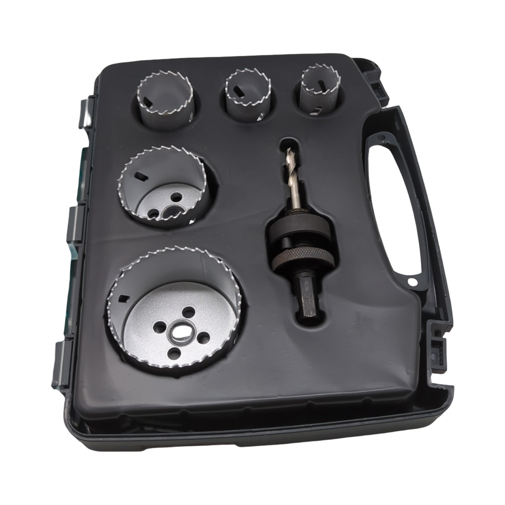 wolfcraft Bi-Metall Lochsägeneinsatz-Set 6-teilig für Metalle Kunststoffe Holz Trockenbaumaterialien Ø 25-68 mm
