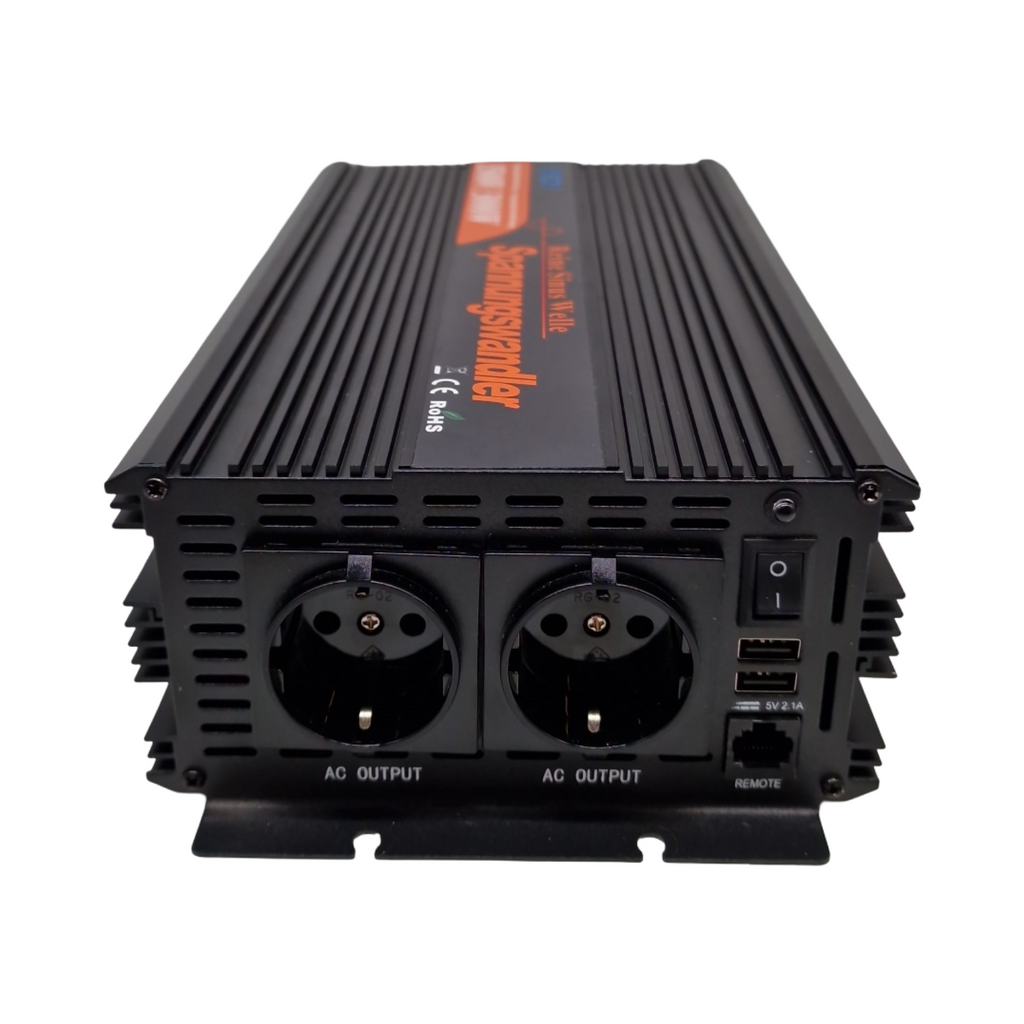 EDECOA Wechselrichter 1500W Reiner Sinus 12V auf 230V Spannungswandler Fernbedienung 3000W Spitzenleistung für Wohnmobil Boot Solar
