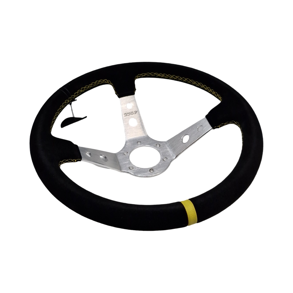 OCC Motorsport Track Lenkrad Alcantara Silberne Speichen 90mm Tiefe 350mm