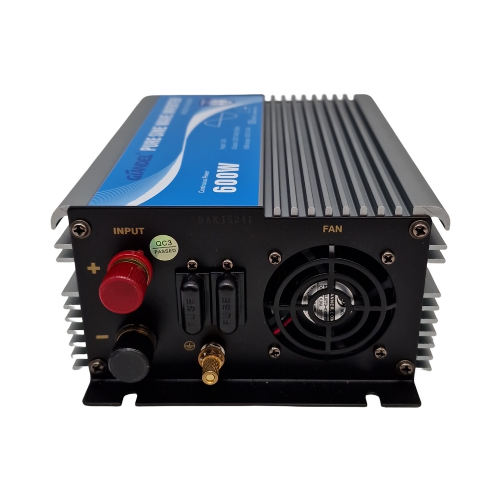 GI 600W Wechselrichter Reiner Sinus Spannungswandler 12V auf 230V Power Inverter mit Fernbedienung USB-Anschluss für Laptop Kamera Smartphone