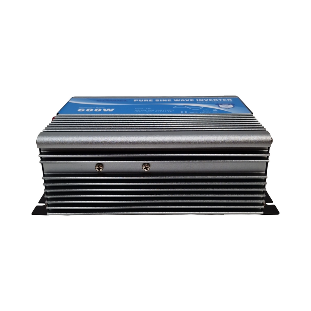 GI 600W Wechselrichter Reiner Sinus Spannungswandler 12V auf 230V Power Inverter mit Fernbedienung USB-Anschluss für Laptop Kamera Smartphone