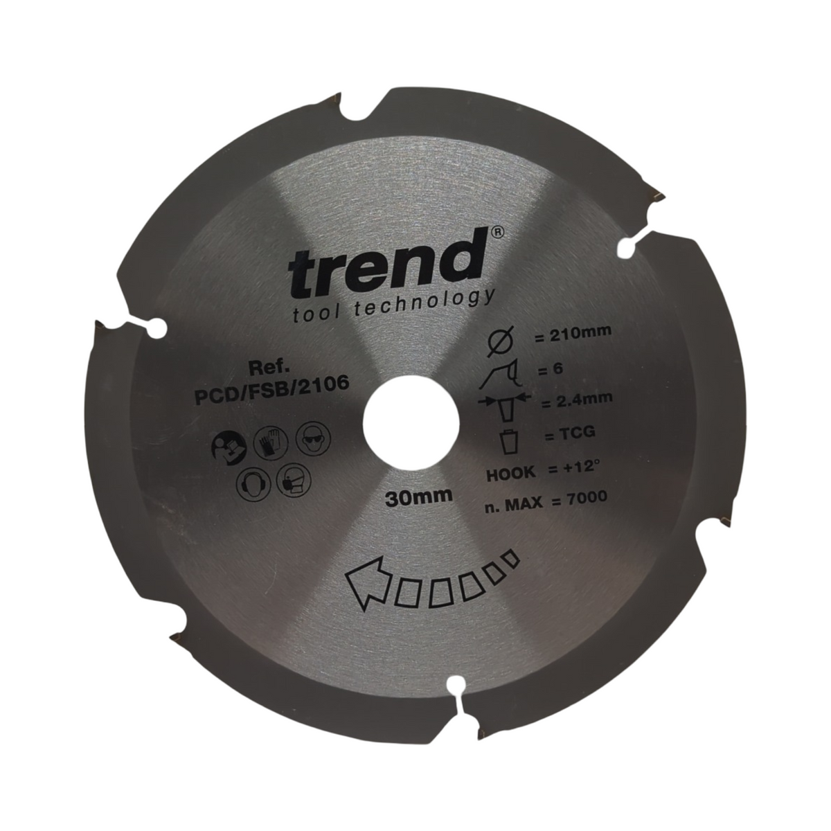 PKD Kreissägeblatt 210 mm 30 mm Bohrung 6 Zähne grobe Oberfläche Faserzement