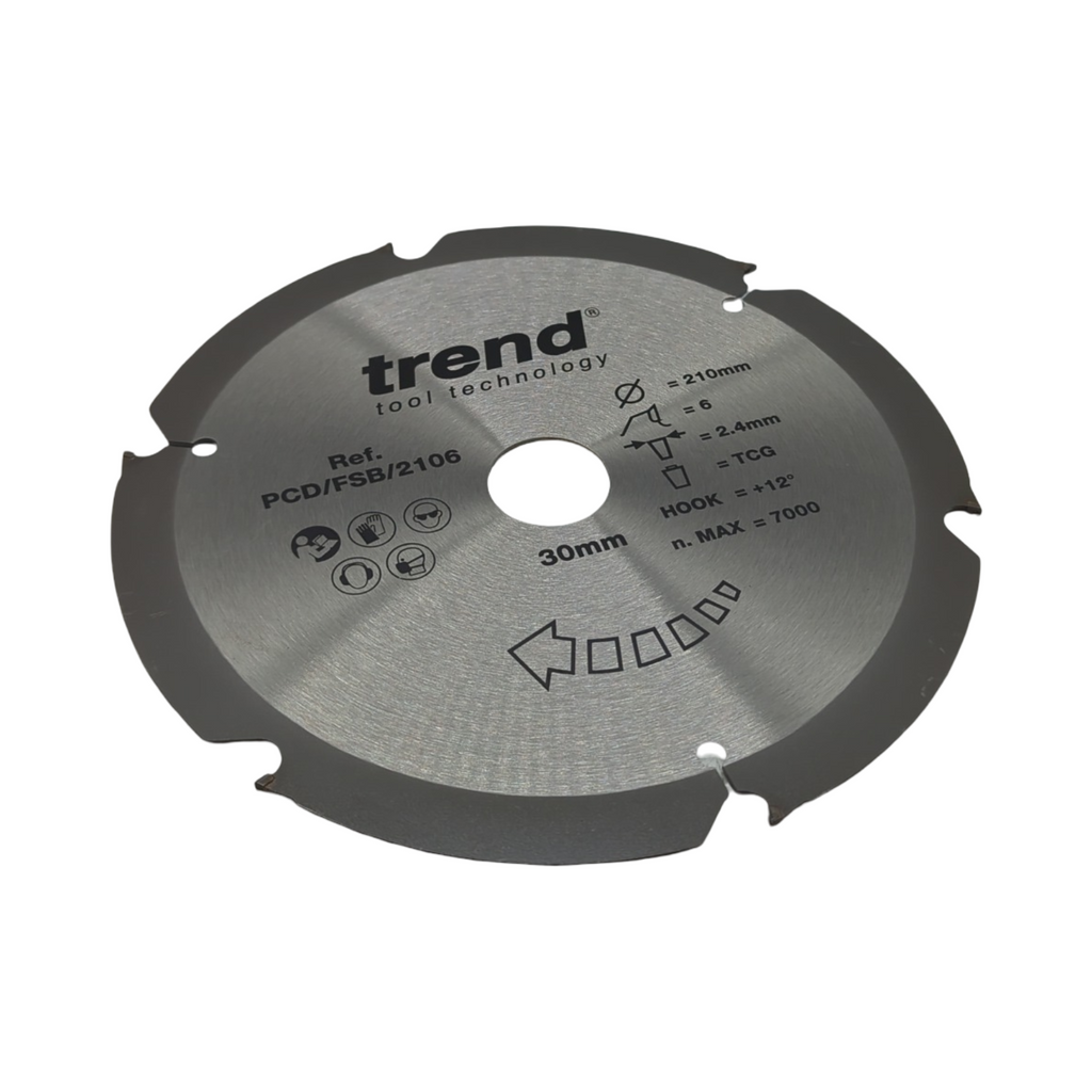 PKD Kreissägeblatt 210 mm 30 mm Bohrung 6 Zähne grobe Oberfläche Faserzement