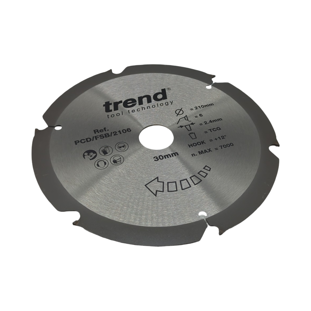 PKD Kreissägeblatt 210 mm 30 mm Bohrung 6 Zähne grobe Oberfläche Faserzement