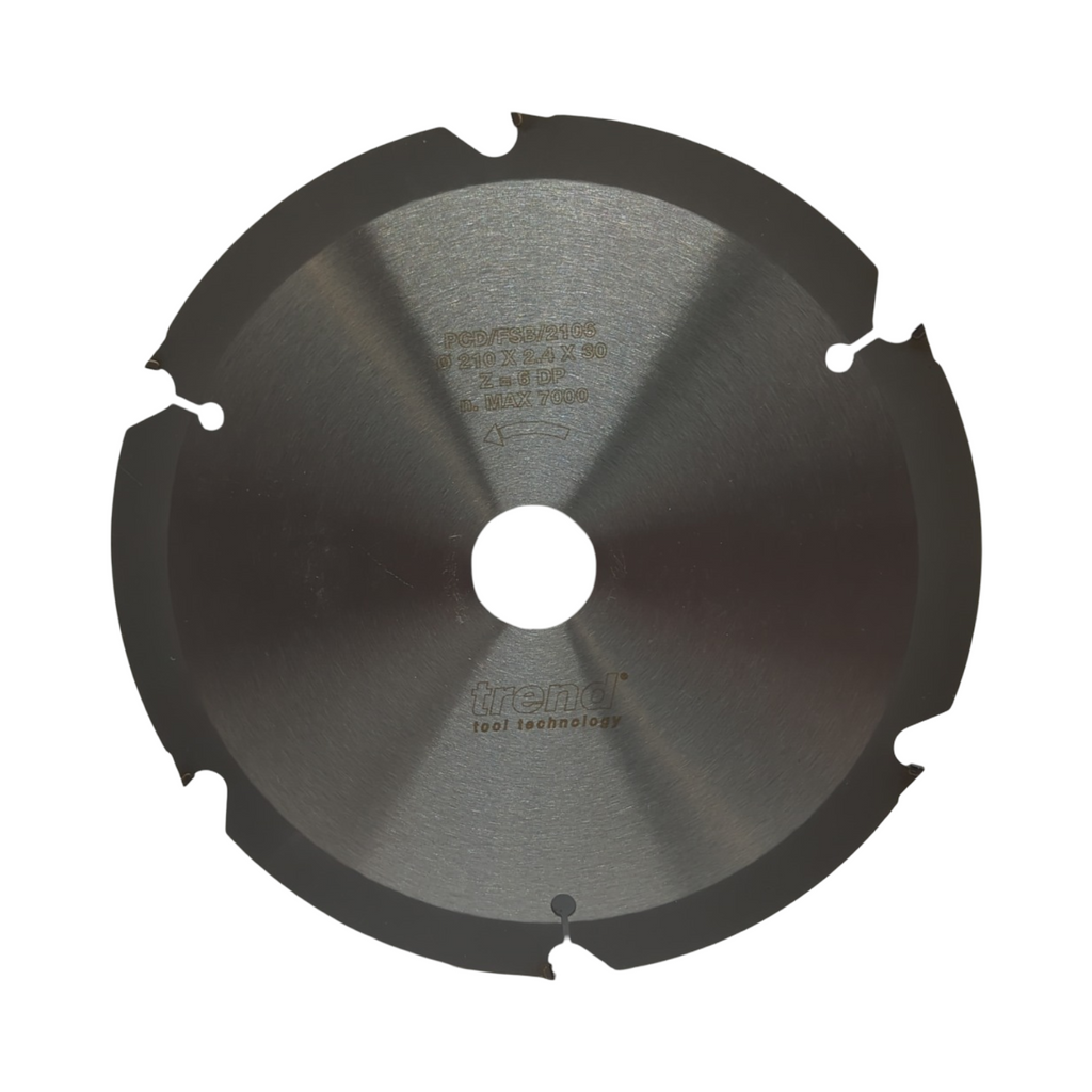 PKD Kreissägeblatt 210 mm 30 mm Bohrung 6 Zähne grobe Oberfläche Faserzement