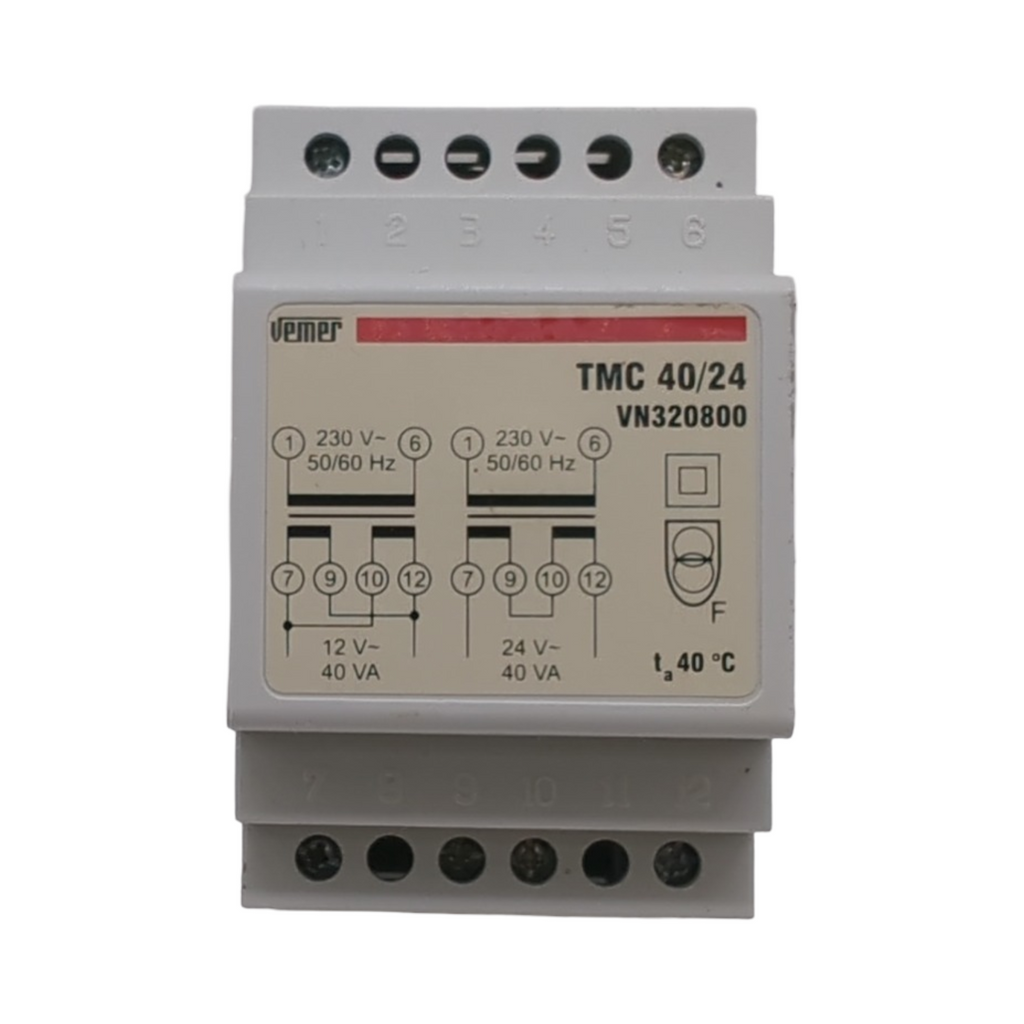VEMER VN320800 Transformator für Hutschiene 230V Primär 12-24V Sekundär 40VA Weiß